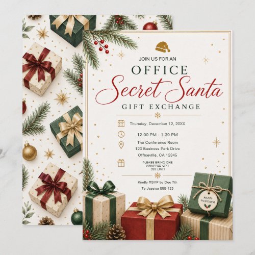 Office Secret Santa Gift Exchange Invitation