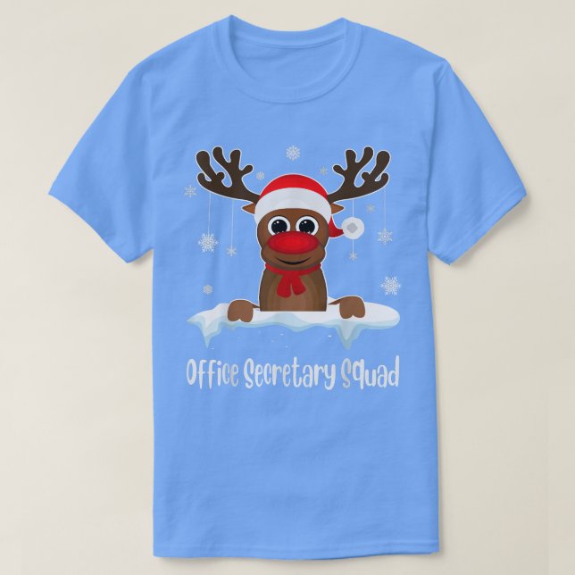 Office Secretary Squad Reindeer Santa Hat Christma T-Shirt (Design Front)