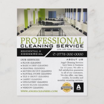 Office Setting  Cleaning Service Advertising Flyer by TheBusinessCardStore at Zazzle