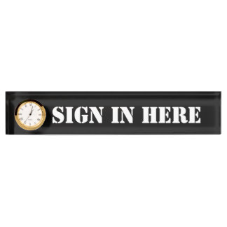 Office "Sign In Here" Desk Plate
