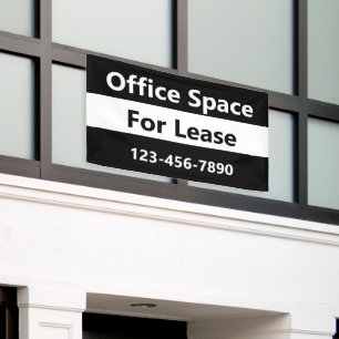 Office Space For Lease Black and White Banner