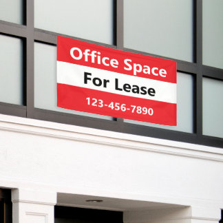 Office Space For Lease Bright Red Black and White Banner
