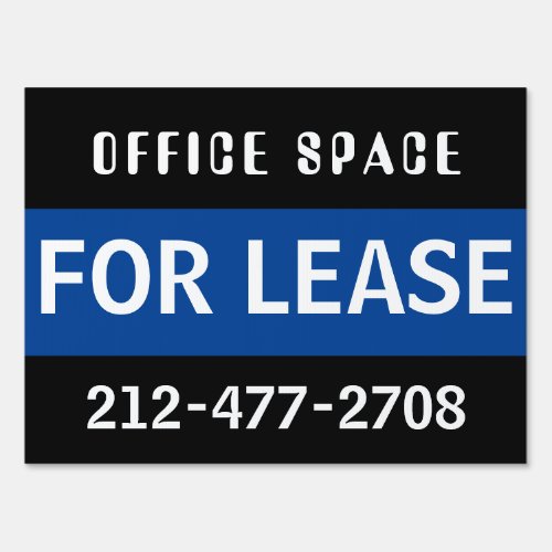 Office Space for Lease Customizable Black_Blue Sign