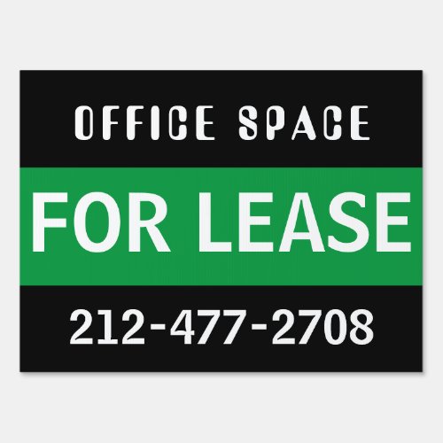 Office Space for Lease Customizable Black_Green Sign