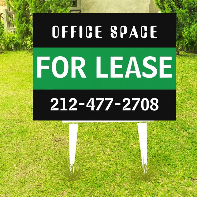 Office Space for Lease Customizable Black-Green Sign (Creator Uploaded)