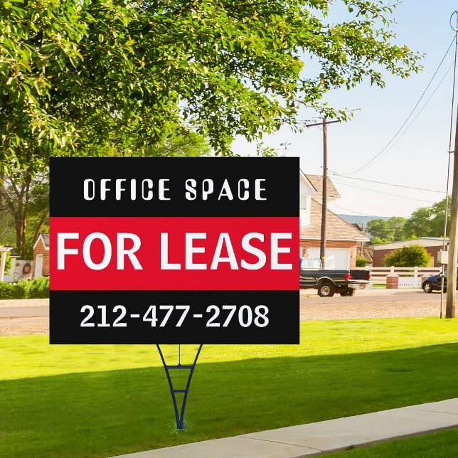 Office Space for Lease Customizable Black-Red Sign (Creator Uploaded)