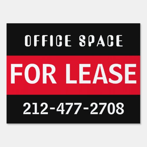 Office Space for Lease Customizable Black_Red Sign