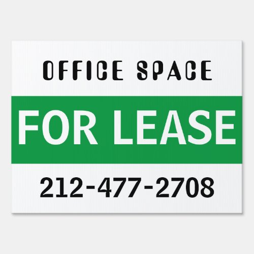 Office Space for Lease Customizable White_Green Sign