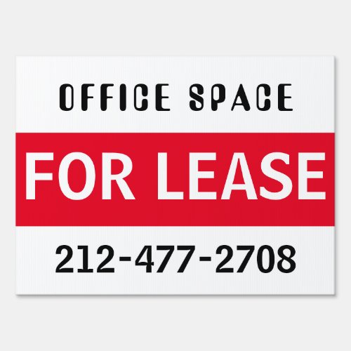 Office Space for Lease Customizable White_Red Sign