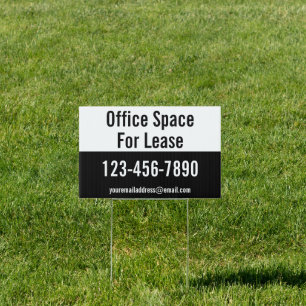 Office Space For Lease Phone Number Black & White Sign