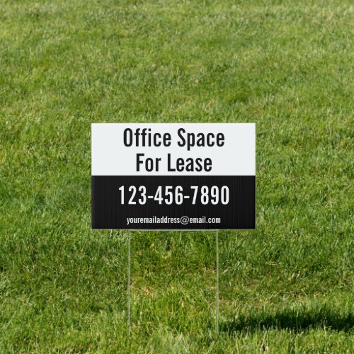 Office Space For Lease Phone Number Black  White Sign