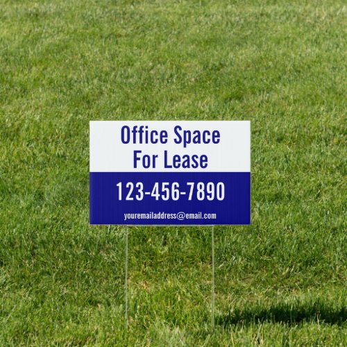 Office Space For Lease Phone Number Blue and White Sign