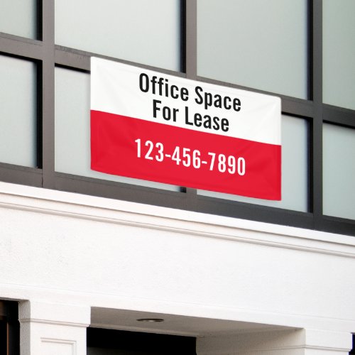 Office Space For Lease Phone Number Red and White Banner