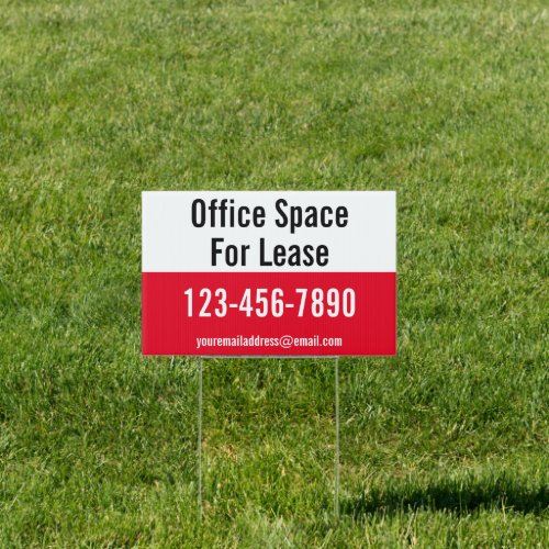 Office Space For Lease Phone Number Red and White Sign