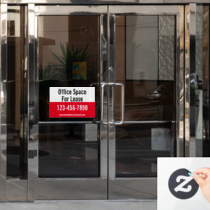 Office Space For Lease Phone Number Red and White Window Cling