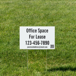 Office Space For Lease Phone QR Code Black & White Sign