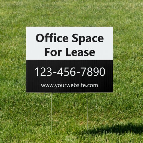 Office Space For Lease Phone Website Black  White Sign
