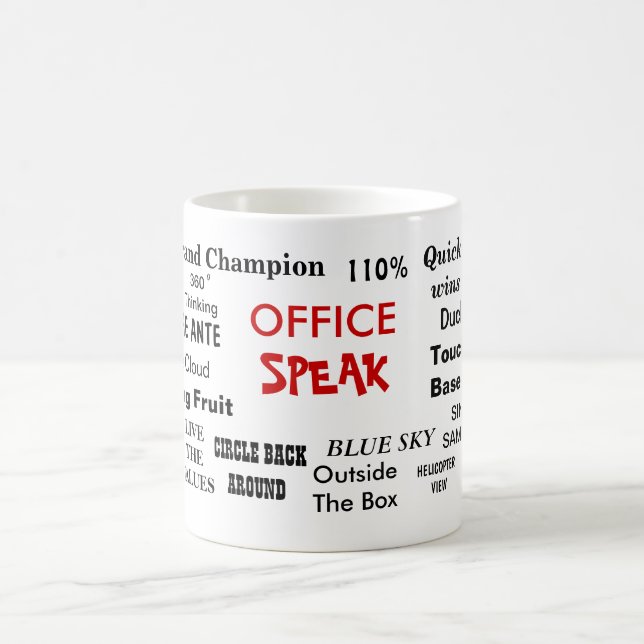 Office Speak Management Jargon Office Humor Coffee Mug (Center)