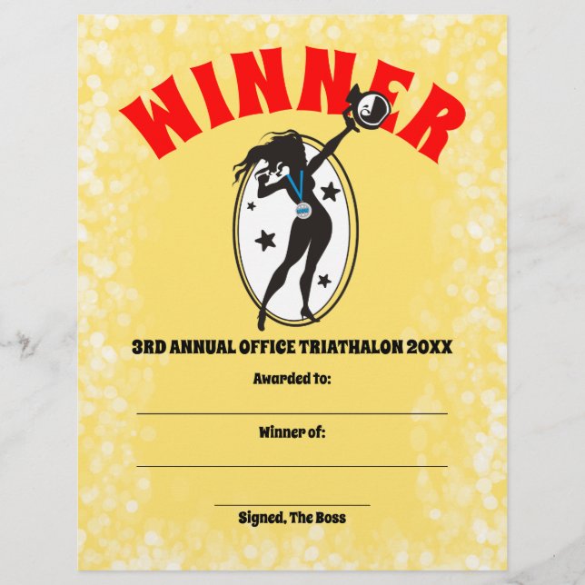 Office sports competition winner certificate award letterhead (Front)