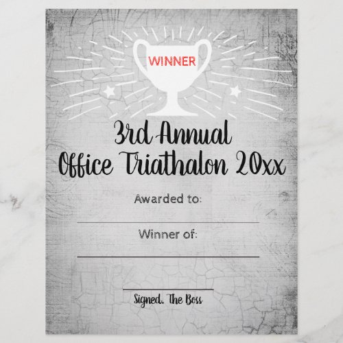Office sports competition winner certificate award letterhead