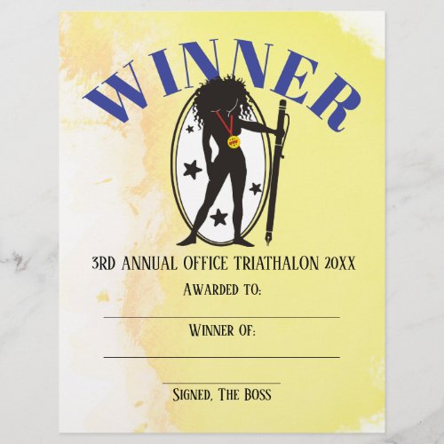 Office sports competition winner certificate award letterhead