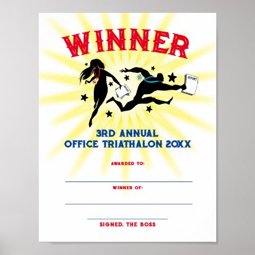 Office sports game winner certificate download poster