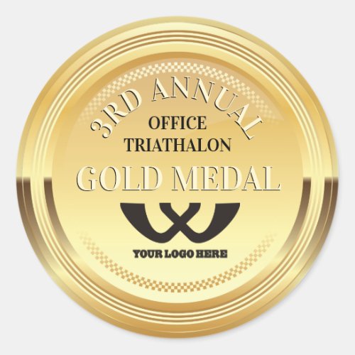 Office sports team building faux gold medal winner classic round sticker