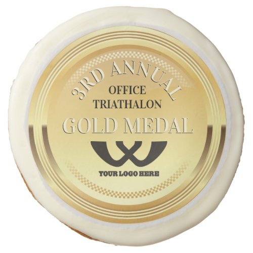 Office sports team building faux gold medal winner sugar cookie