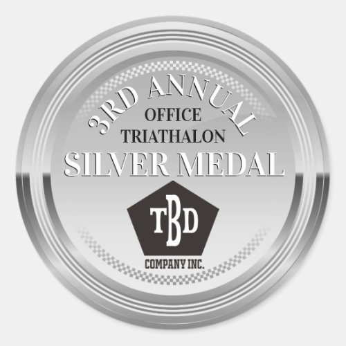 Office sports team building silver medal winner classic round sticker