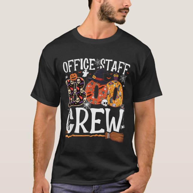 Office Staff Boo Crew Funny Halloween Matching Cos T-Shirt (Front)