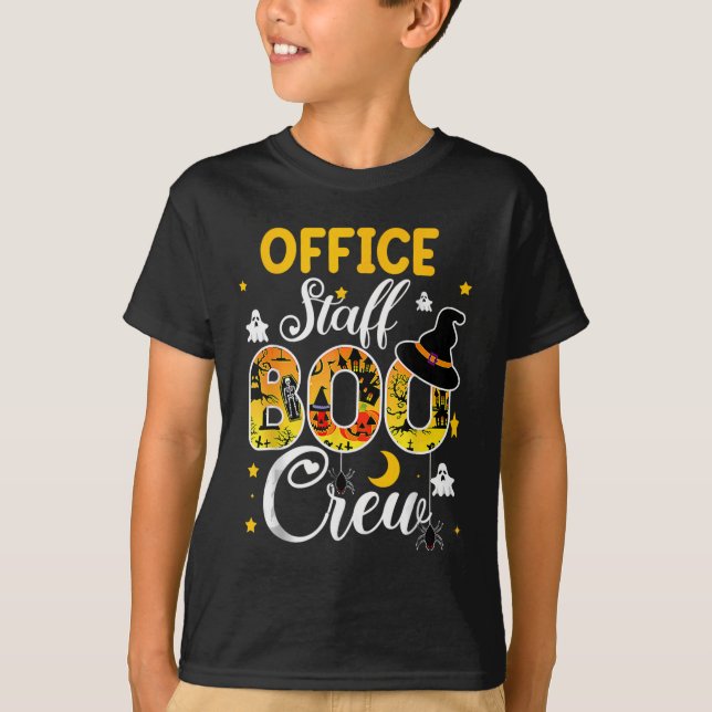 Office Staff Boo Crew Funny Halloween Matching Cos T-Shirt (Front)