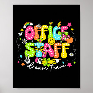 Office Staff Dream Team First Day Of School Retro Poster