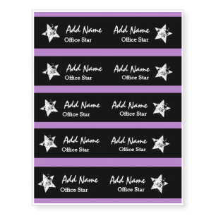 Office Star Purple Background Custom Name V01 Temporary Tattoos