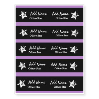 Office Star Purple Background Custom Name V01 Temporary Tattoos
