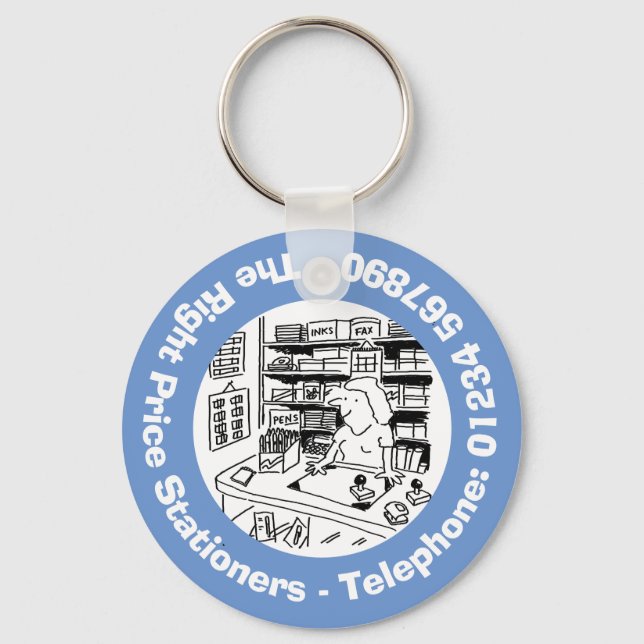 Office Stationers Business. Personalised Keychain (Front)