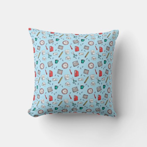 Office Stationery Pattern Throw Pillow