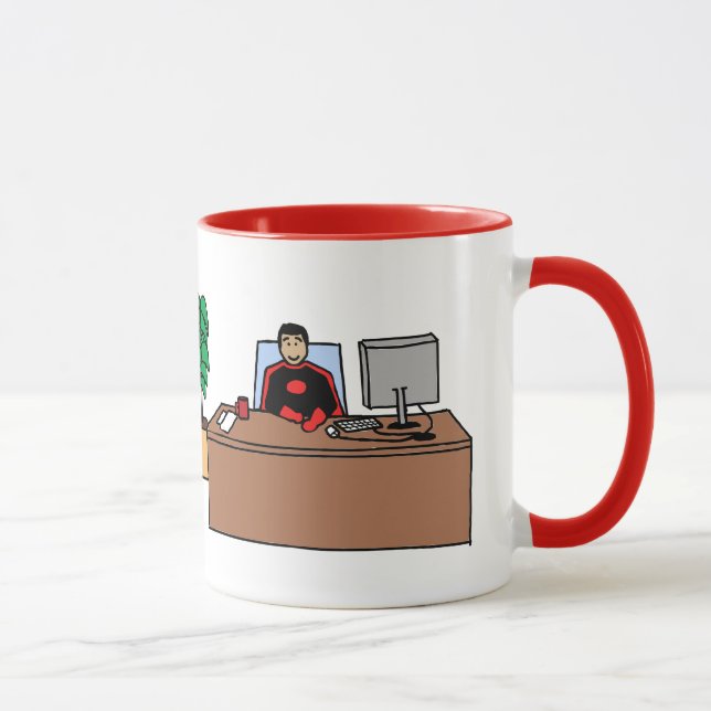 Office Superhero - personalized cartoon mug (Right)