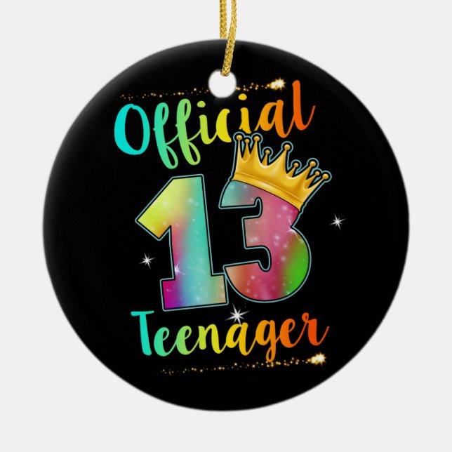 Office Teenager 13 Crown Years Old 13th Birthday Ceramic Ornament (Front)