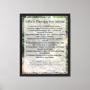 Office Therapy Fee Menu Canvas Print