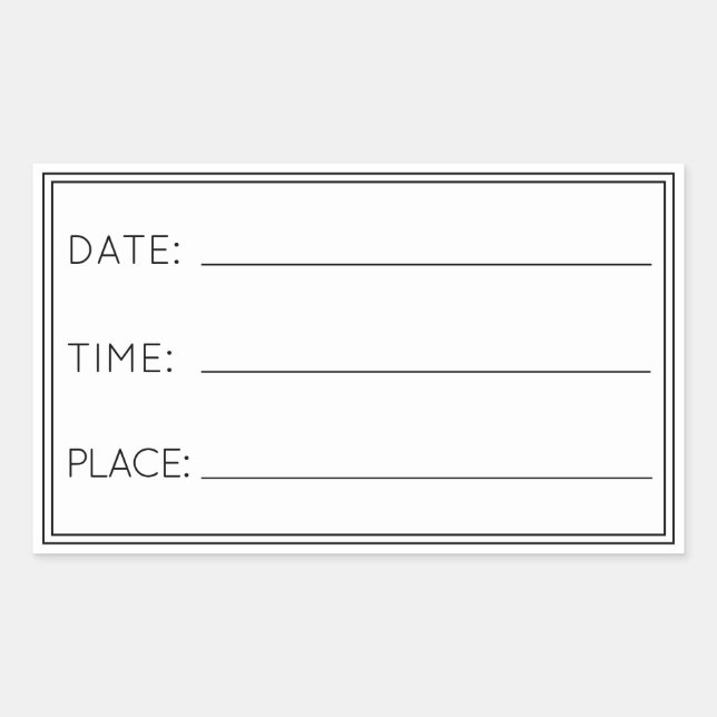 OFFICE TIME DATE PLACE RECTANGULAR STICKER (Front)