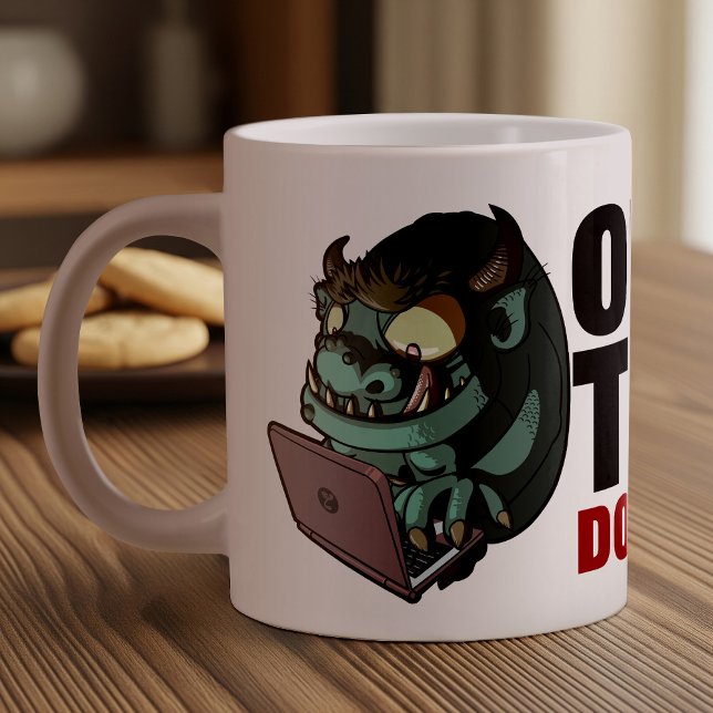 Office Troll Do Not Feed! Internet Troll Cartoon Giant Coffee Mug (Creator Uploaded)