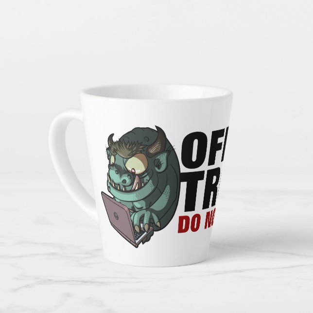 Office Troll Do Not Feed! Internet Troll Cartoon Latte Mug (Left Angle)