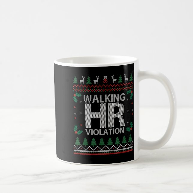 Office Ugly Christmas Funny Walking Hr Violation W Coffee Mug (Right)