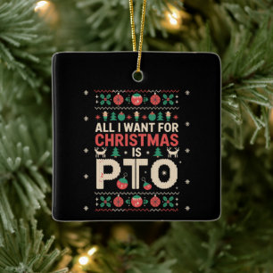 Office Ugly Christmas PTO Work Party Coworker Ceramic Ornament