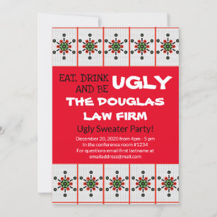 Office Ugly Sweater Party Work Holiday Event Invitation