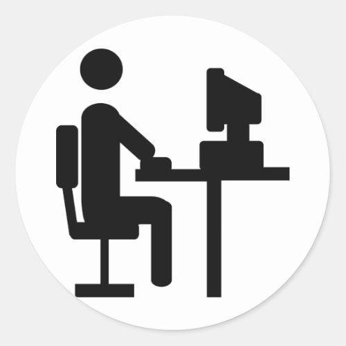 office worker icon classic round sticker