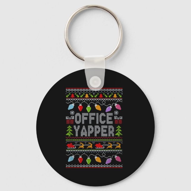 Office Yapper Ugly Sweater Christmas  Keychain (Front)
