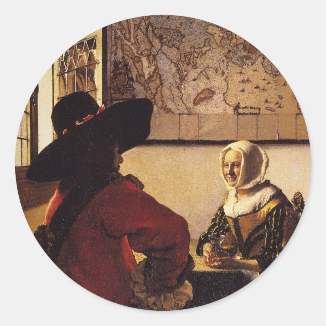 Officer and Laughing Girl Classic Round Sticker (Front)