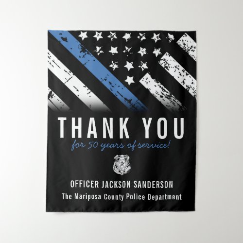Officer Anniversary Blue Line Police Retirement  Tapestry