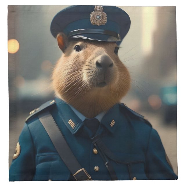 Officer Capybara: Keeping the Peace,  Cloth Napkin (Front)